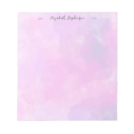 Pretty pink feminine watercolor custom name anteckningsblock