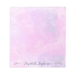 Pretty pink feminine watercolor custom name anteckningsblock