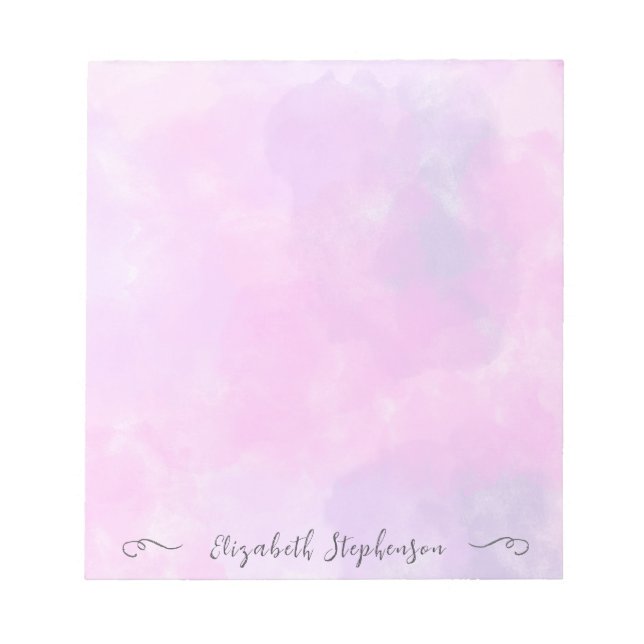 Pretty pink feminine watercolor custom name anteckningsblock (Framsida)