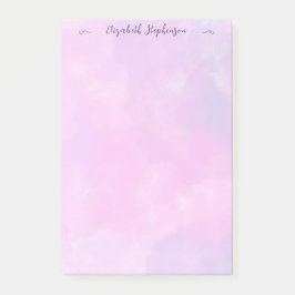 Pretty pink feminine watercolor custom name post-it block