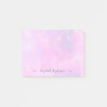 Pretty pink feminine watercolor custom name sticky