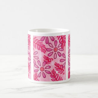 Pretty Pink Floral and Leaves Abstract Mugs Kaffemugg