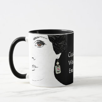 Pretty pink floral fashion girl face femme mug mugg