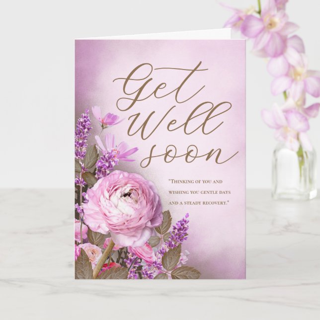 Pretty Pink Floral Get Well Soon Personalized Card Kort (Orkide)