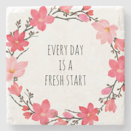 Pretty Pink Floral Wreath Positive Typography  Stenunderlägg