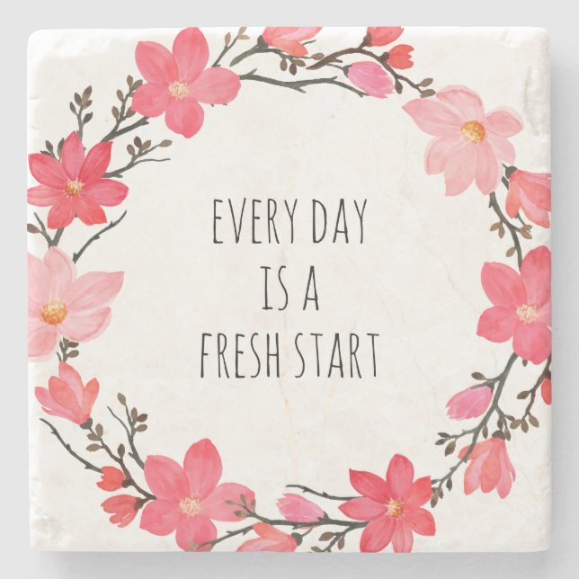 Pretty Pink Floral Wreath Positive Typography  Stenunderlägg (Framsidan)