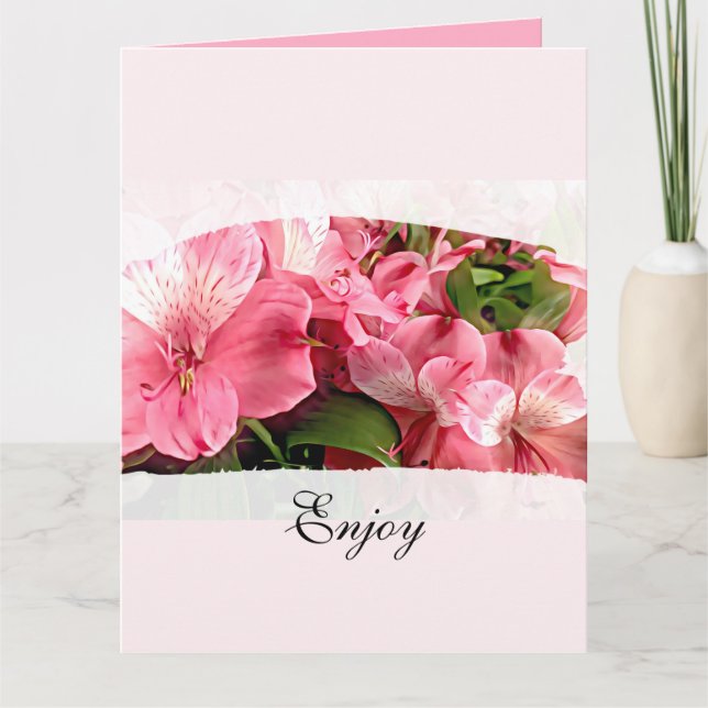 Pretty Pink Flower Folded Greeting Card Kort (Framsida)