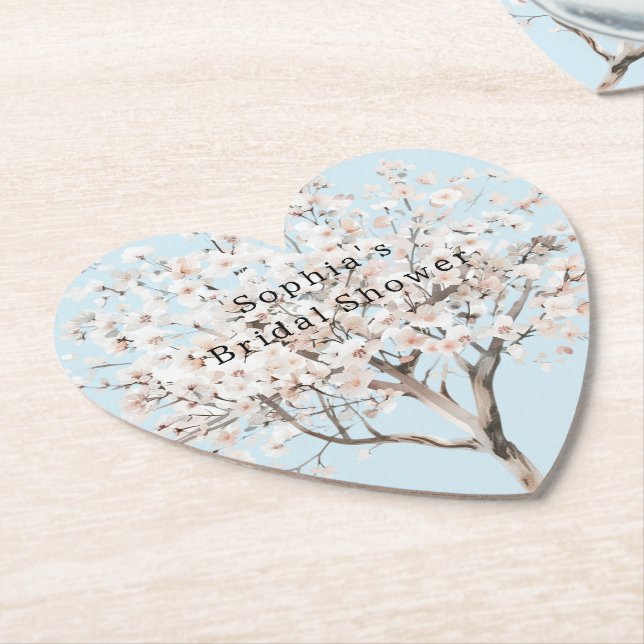 Pretty Pink Flowering Tree Bridal Shower Underlägg Papper (Vinklad)