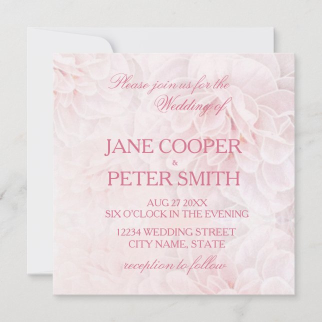Pretty pink flowers Budget Wedding Invitation Inbjudningar (Framsida)