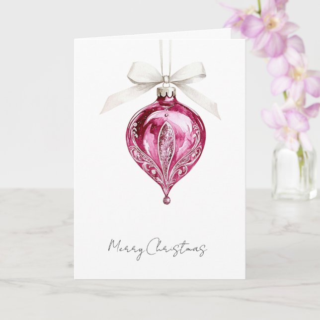 Pretty Pink Glam Christmas Ornament Kort (Orkide)