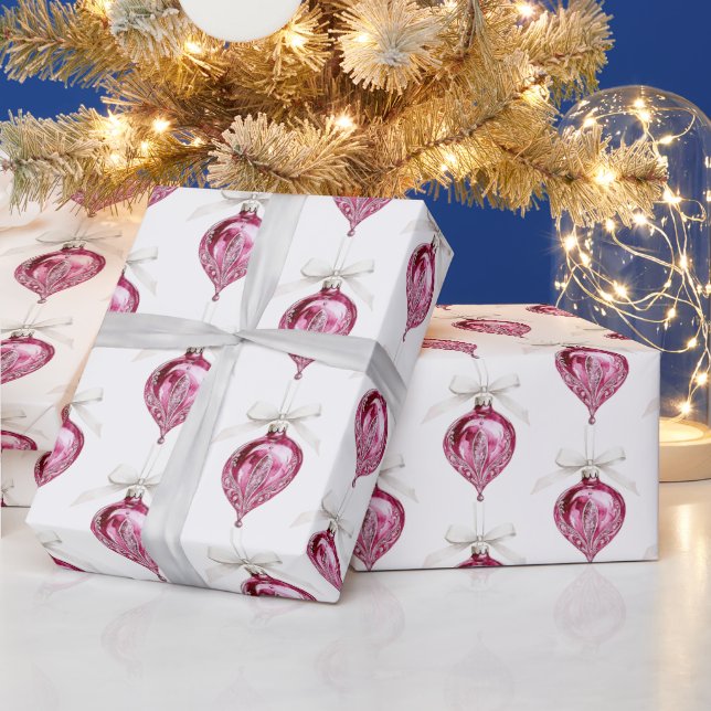 Pretty Pink Glam Christmas Ornaments Presentpapper (Helgdagar)