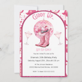 Pretty Pink & Glitter Cowgirl Birthday Invitation Inbjudningar