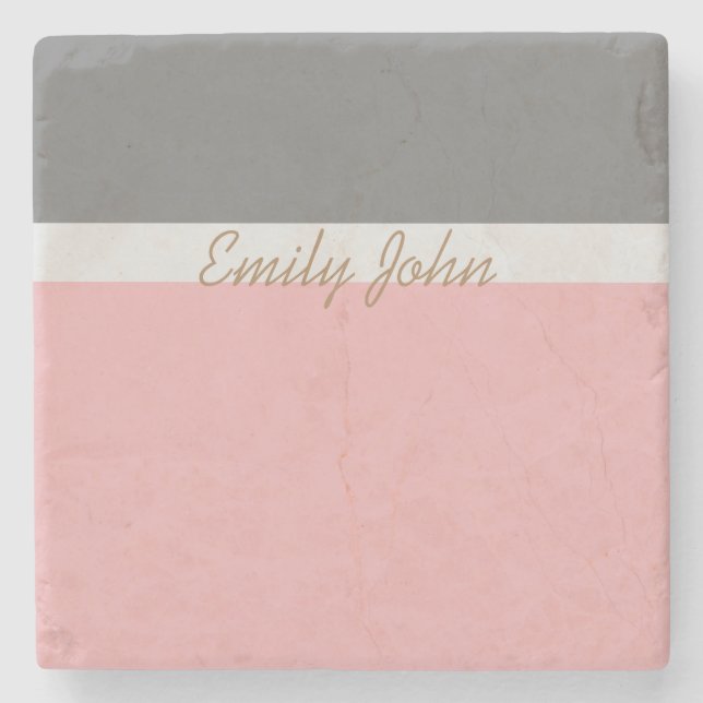 Pretty Pink & Grey Stone Coaster Stenunderlägg (Framsidan)