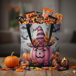 Pretty Pink Halloween Pumpkin Jack-o-lantern Tygkasse