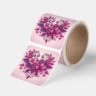 Pretty Pink Heart Fyrkantigt Klistermärke