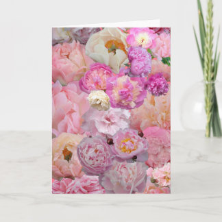 Pretty Pink Peony Collage Kort
