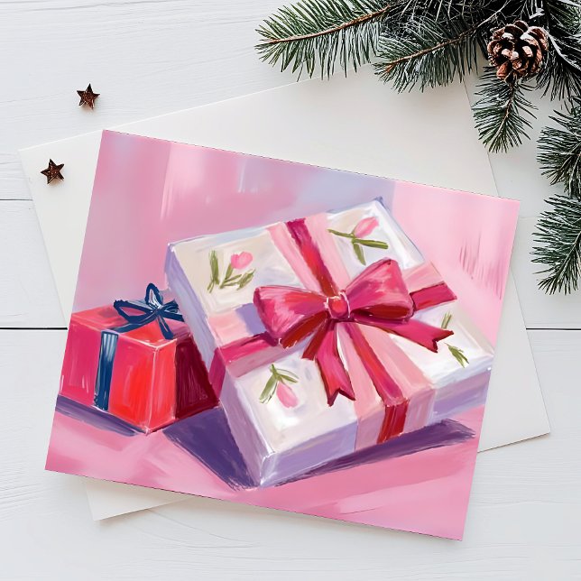 Pretty Pink Presents | Gift Celebration Painting Helg Vykort (Skapare uppladdad)