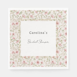 Pretty Pink Romantic Floral Bridal Shower Pappersservett
