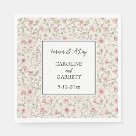 Pretty Pink Romantic Floral Wedding Pappersservett