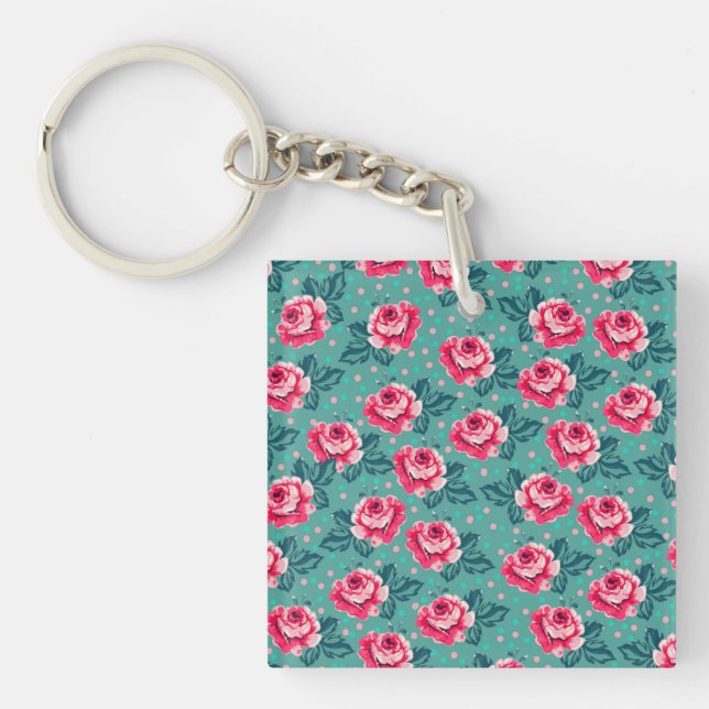 Pretty Pink Roses and Polka Dot Pattern on Teal (Framsidan)