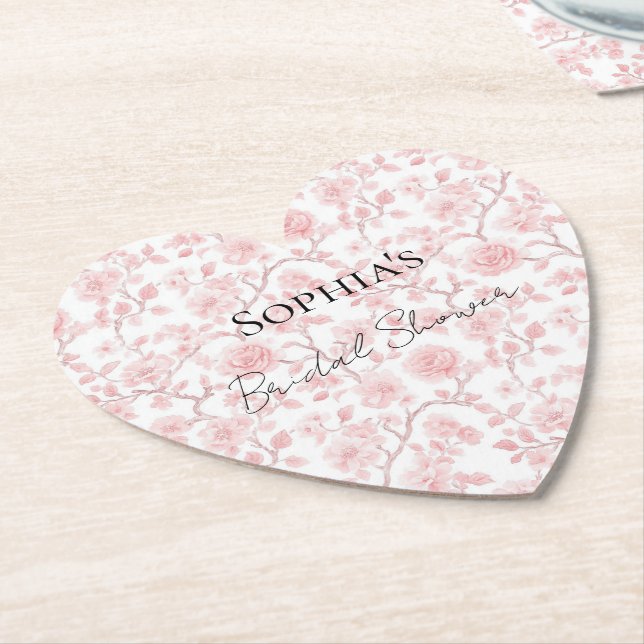 Pretty Pink Roses Floral Bridal Shower Underlägg Papper (Vinklad)
