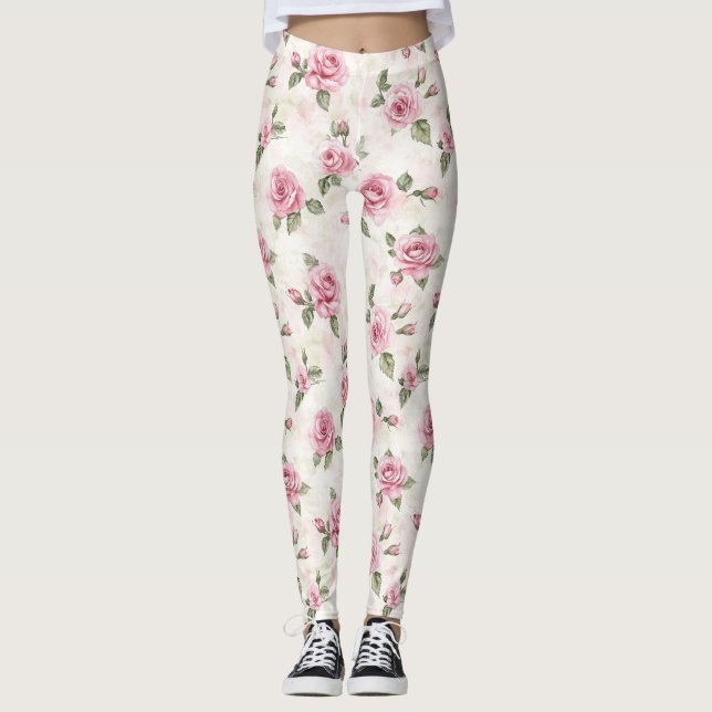 Pretty Pink Roses Leggings (Framsida)