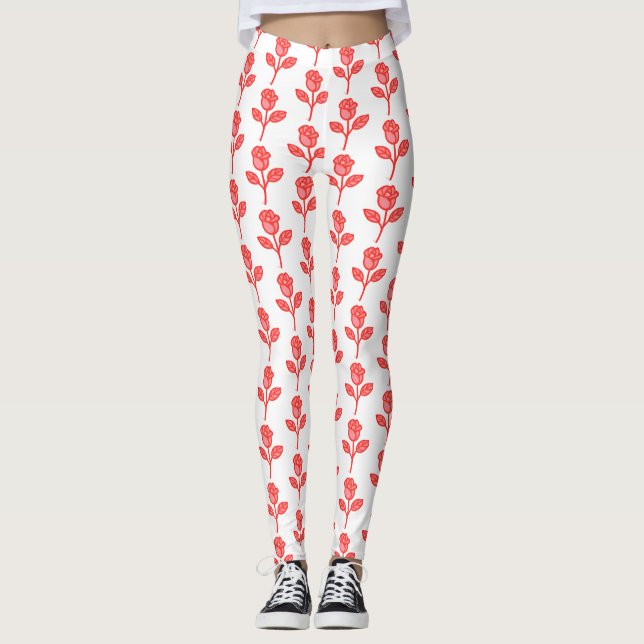 Pretty Pink Roses Trendy Leggings (Framsida)