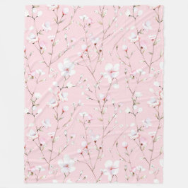 Pretty Pink White Flowers   Fleecefilt