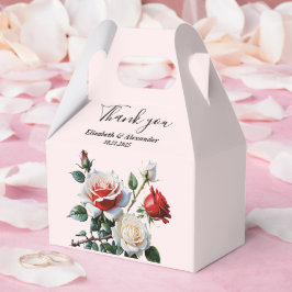 Pretty pink white red roses floral wedding presentaskar
