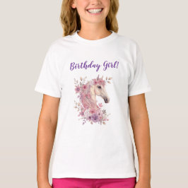 Pretty Ponies and Petals Birthday Girl T-Shirt