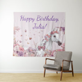 Pretty Ponies and Petals Horse Birthday Banner