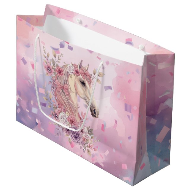 Pretty Ponies and Petals Horse Gift Bag for Girls (Framsidan Vinklad)
