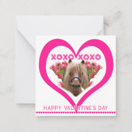 Pretty Pony in Pink Valentine's Day Cards for Kids Anteckningskort