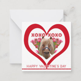Pretty Pony in Red Valentine's Day Cards for Kids Anteckningskort
