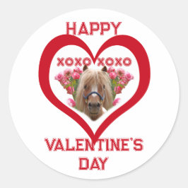 Pretty Pony in Red Valentine's Day for Kids Runt Klistermärke