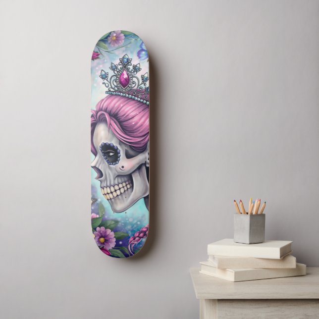 Pretty Princess Skull Skateboard (Väggkonst)