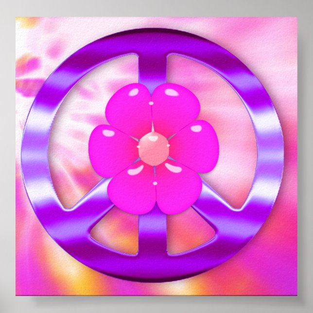 Pretty Purple Peace Sign Tie Dyed Poster Print (Framsidan)