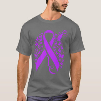 Pretty Purple Ribbon And Butterflies Overdose Awar T Shirt