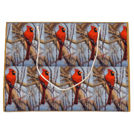 Pretty Red Cardinal Bird Perched on Branch 