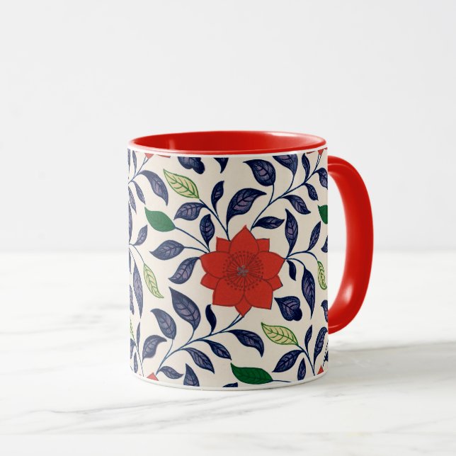 Pretty red floral pattern mugg (Framsida höger)