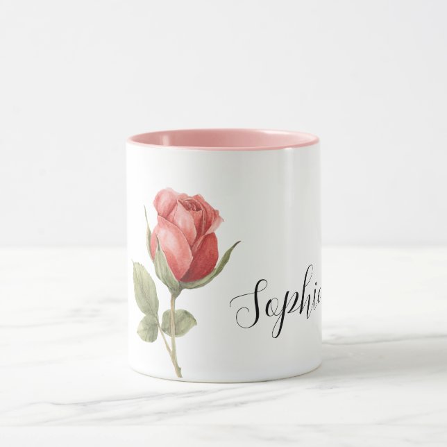 Pretty Romantic Red Rose Flower Mugg (Center)