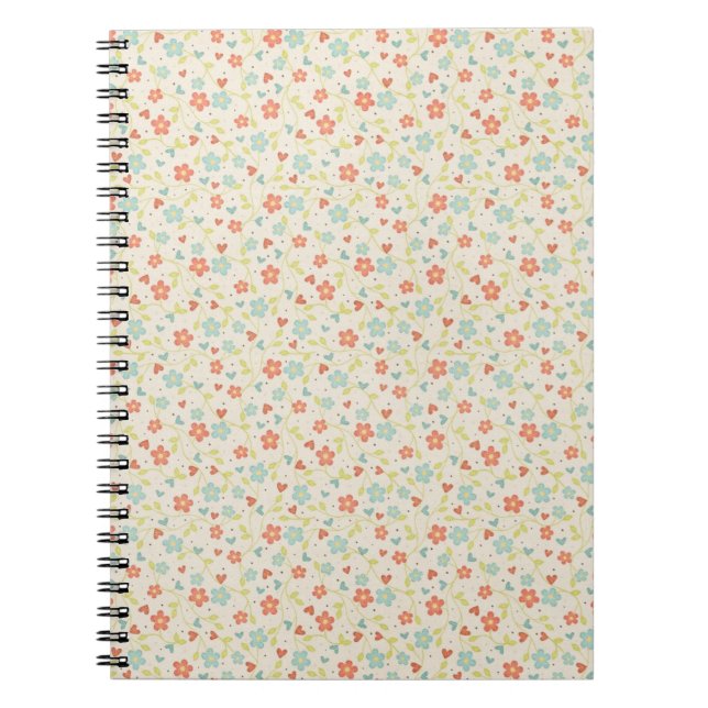 Pretty Spring Floral Pattern Anteckningsbok (Framsidan)