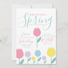 Pretty Spring Tulips Pastel Floral Birthday Party Inbjudningar