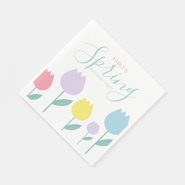 Pretty Spring Tulips Pastel Floral Birthday Party Pappersservett (Hörn)
