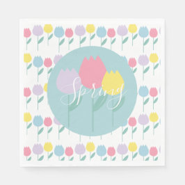 Pretty Spring Tulips Pastel Floral Birthday Party Pappersservett