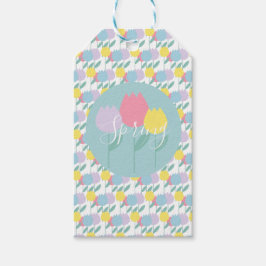 Pretty Spring Tulips Pastel Floral Birthday Party Presentetikett