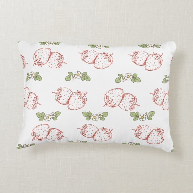 Pretty strawberry pattern Nursery decor Cute Prydnadskudde (Baksidan)