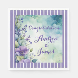 Pretty Stripped Lavender and Floral Pappersservett