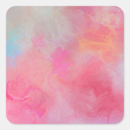 Pretty Stylish Rose Pink Watercolor Ink Fyrkantigt Klistermärke