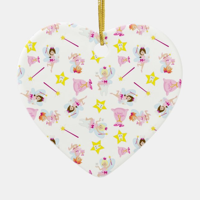 Pretty Tooth Fairy Magic Wand White Teeth Julgransprydnad Keramik (Framsidan)